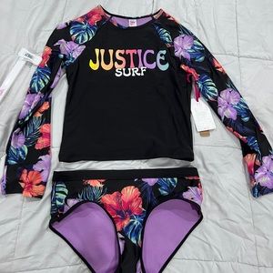 NWT Justice Surf Rashguard XL Girls 16/18